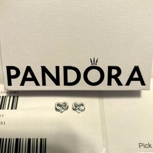 Pandora Sparkling Infinity Heart Stud Earrings NWT